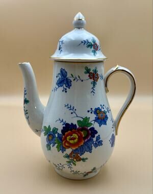Vintage Booths Flora Coffee Pot Silicon China England Floral Gold Trim 7.5”